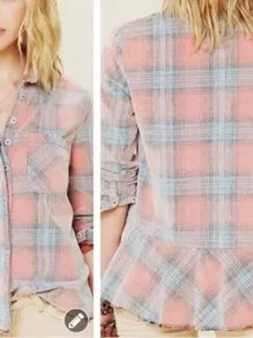 We The Free pink and blue patterned top